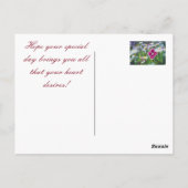 誕生日ブーケ:ピンクとイエローのカーネーション ポストカード (裏面)