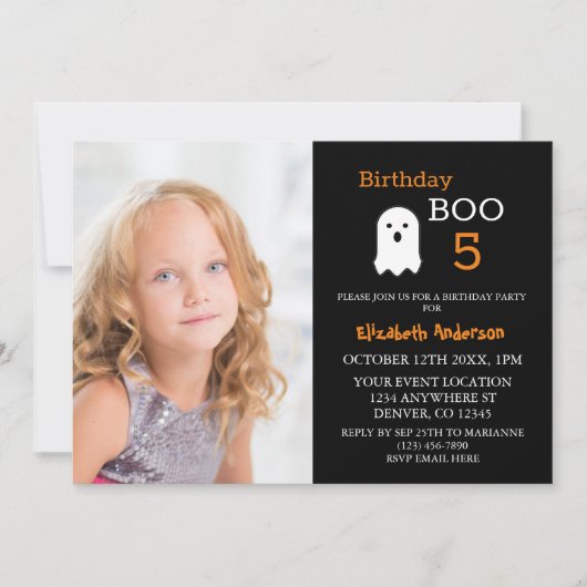 誕生日ブー秋ハロウィーン 招待状 (正面)