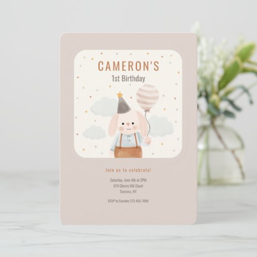 誕生日プップファースト誕生日招待状 招待状 (スタンド正面)