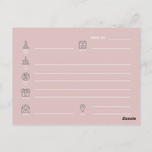 誕生日プラン：はがき ポストカード (裏面)