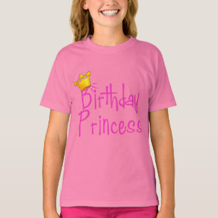 誕生日プリンセスと金ゴールドクラウン Tシャツ