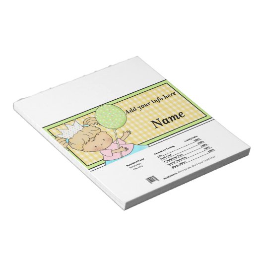 誕生日プリンセスキャンディバーラッパーパーティーの好意 ノートパッド (アングル)