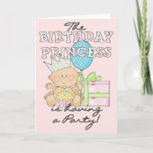 誕生日プリンセスパーティーカードと招待状 招待状 (正面)