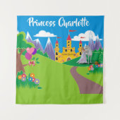 誕生日プリンセス名パーティー自撮り写真ユニコーン タペストリー (正面(横))