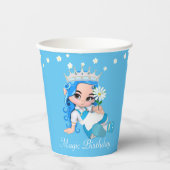 誕生日プリンセス妖精と花オンターコイズ 紙コップ (正面)