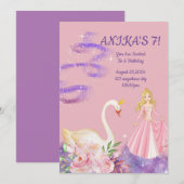 誕生日プリンセス招待状ピーチカラー セーブザデート (正面/裏面)