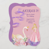 誕生日プリンセス招待状 ピンク 招待状 (正面/裏面)