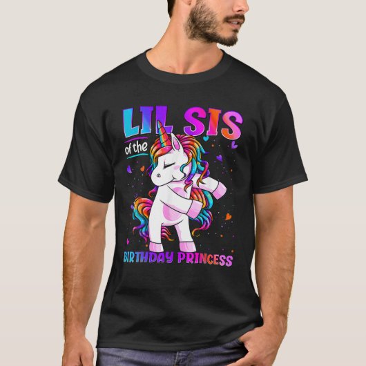 誕生日プリンセス浮動ユニコーンのLil Sis Tシャツ (正面)