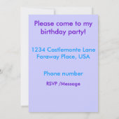 誕生日プリンセス金ゴールドクラウン招待状 招待状 (裏面)