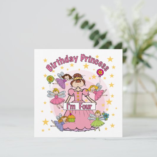 誕生日プリンセスI'm Four T-shirts and Gives カード (スタンド正面)