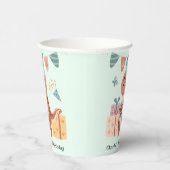 誕生日プレゼントと幸せなTレックス恐竜 紙コップ (右)