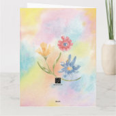 誕生日プレゼントと花のカード カード (裏面)