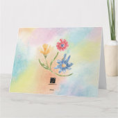 誕生日プレゼントと花のカード カード (裏面)