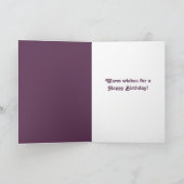 誕生日プレゼントに最適なカスタムメッセージの紫色のヘアドライヤー カード (内部)