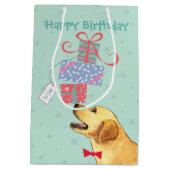 誕生日プレゼントイエロー・ラブラドール・レトリーバー ミディアムペーパーバッグ (裏面)