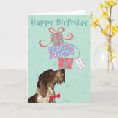 誕生日プレゼントドイツの金髪ポインタ カード (黄色い花)