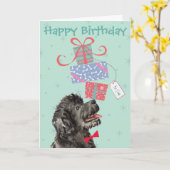 誕生日プレゼントポルトガルの水犬カード カード (黄色い花)