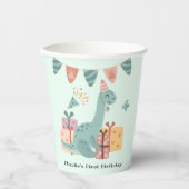 誕生日プレゼント付きHappy Brachiosaurus恐竜 紙コップ (正面)