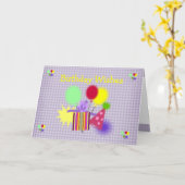 誕生日プレゼント帽子とバルーン カード (黄色い花)