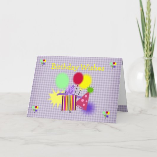 誕生日プレゼント帽子とバルーン カード (正面)