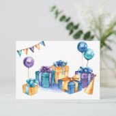 誕生日プレゼント用横型グリーティングカード 招待状 (スタンド正面)