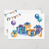 誕生日プレゼント用横型グリーティングカード 招待状 (正面/裏面)