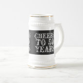 誕生日プレゼント50年のへのおもしろいでカスタムな応援 ビールジョッキ (正面右)