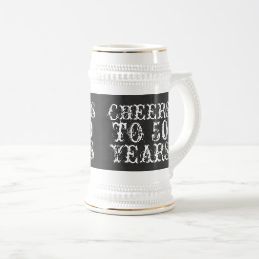誕生日プレゼント50年のへのおもしろいでカスタムな応援 ビールジョッキ (正面右)