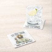 誕生日プレゼント「お早くおもしろいお会い」 スクエアペーパーコースター (インサイチュ)