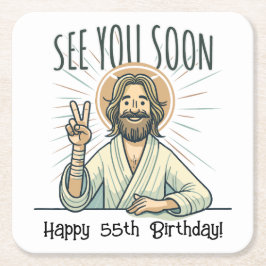 誕生日プレゼント「お早くおもしろいお会い」 スクエアペーパーコースター