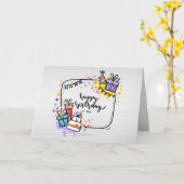 誕生日プレゼント(オプションの写真)カード カード (黄色い花)