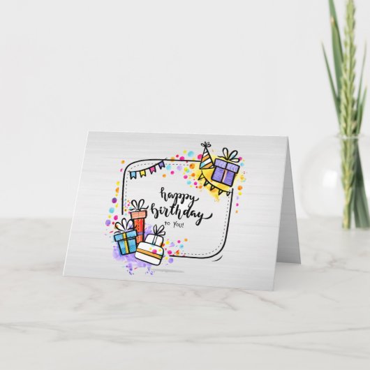 誕生日プレゼント(オプションの写真)カード カード (正面)