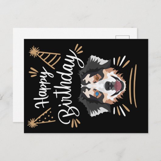 誕生日プレゼント オーストラリアン・シェパード ポストカード (正面/裏面)