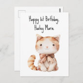 誕生日プレゼント 子猫のぬいぐるみ オーダーメイド ポストカード (正面/裏面)
