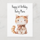 誕生日プレゼント 子猫のぬいぐるみ オーダーメイド ポストカード (正面)