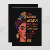 誕生日プレゼント | 私は11月生まれの女性 招待状 (正面/裏面)