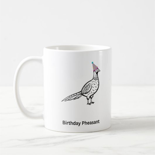 誕生日プレゼント、誕生日のキジ、鳥 コーヒーマグカップ (左)