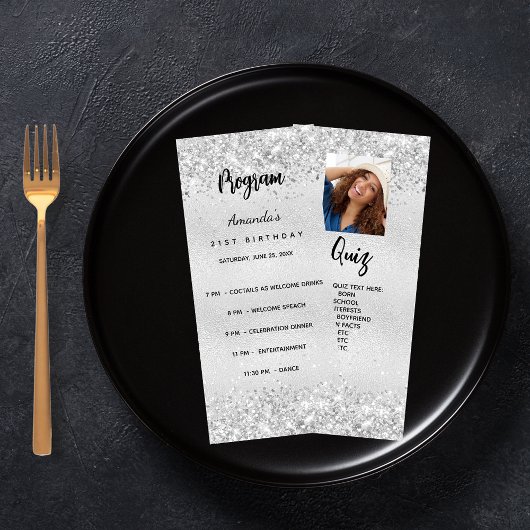 誕生日プログラムのクイズ銀写真 ラックカード