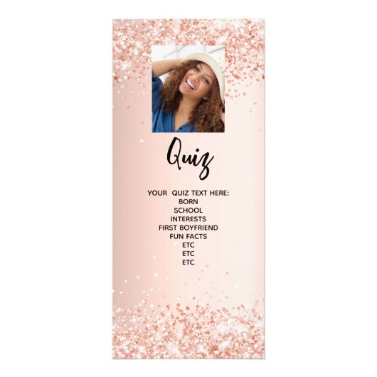 誕生日プログラムクイズバラ金ゴールドグリッター写真 ラックカード (裏面)