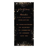 誕生日プログラムクイズ黒金ゴールドグリッター写真 ラックカード (正面)