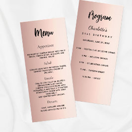 誕生日プログラムメニューバラ金ゴールド エレガント ラックカード