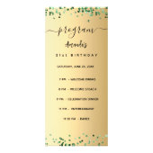 誕生日プログラムメニュー金ゴールド緑 ラックカード (正面)