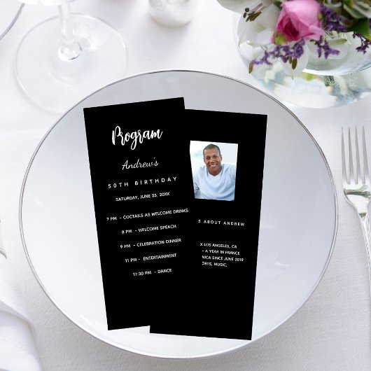 誕生日プログラム白黒写真おもしろいファクト ラックカード