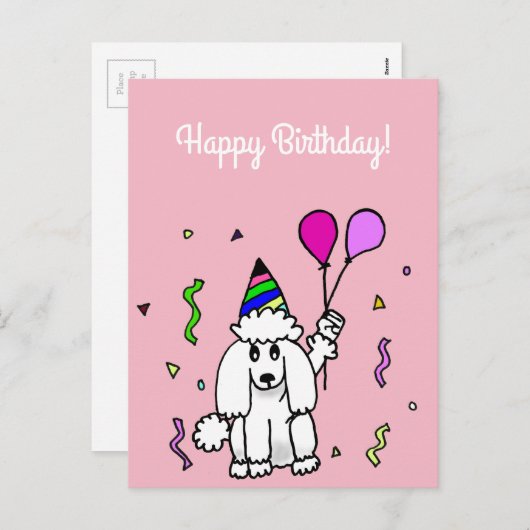 誕生日プードル犬はがき シーズンポストカード (正面/裏面)