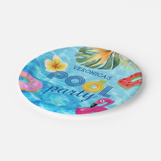 誕生日プールパーティーおもしろいサマーウォータースイミング ペーパープレート (アングル)