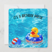 誕生日プールパーティーとイエローダック 招待状 (正面)