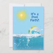 誕生日プールパーティーとビーチボール 招待状 (正面)