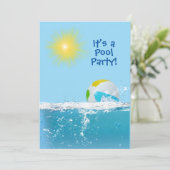 誕生日プールパーティーとビーチボール 招待状 (スタンド正面)