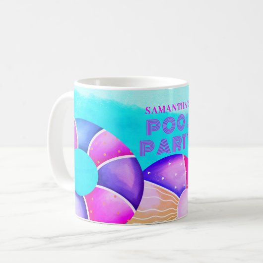 誕生日プールパーティーの名前 コーヒーマグカップ (正面左)