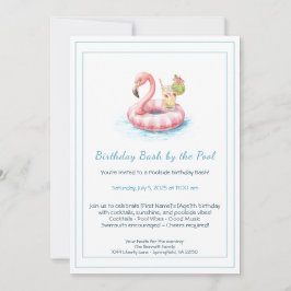 誕生日プールパーティーの招待状（カクテル付き） 招待状
